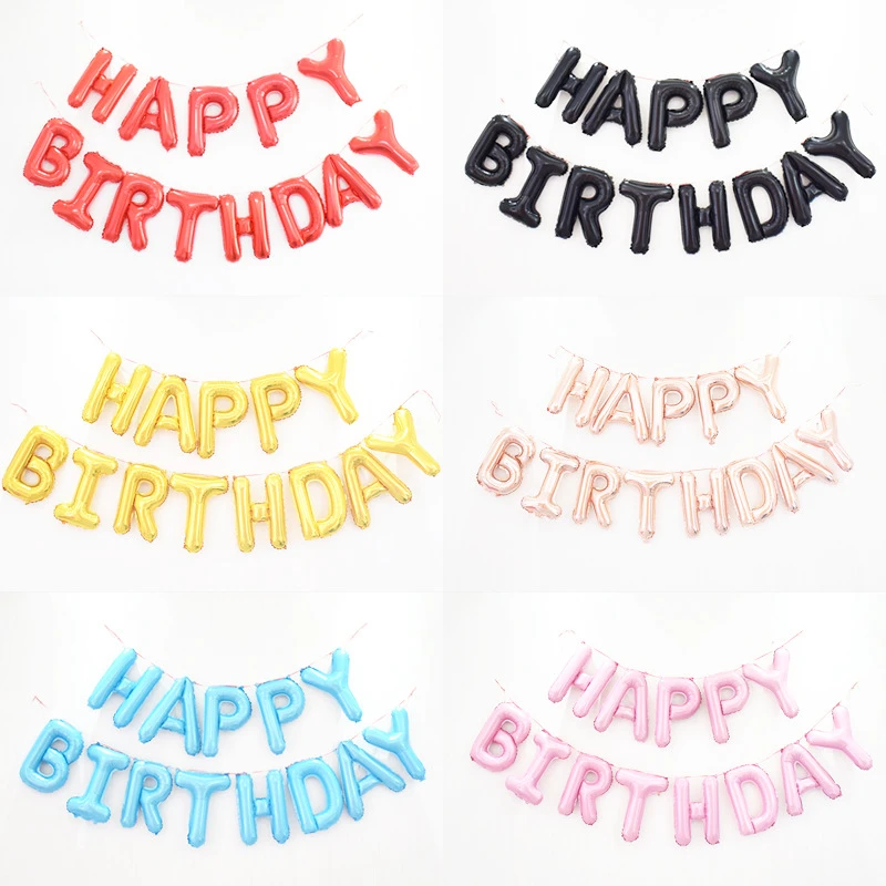 Happy Birthday Balloon Banner Letters HAPPY BIRTHDAY Foil Balloons Party Decoration Kids Alphabet Air Confetti Balloons