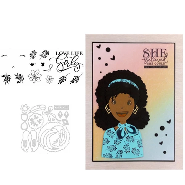 girl Transparent Clear Stamps and cutting dies for DIY Scrapbooking/Card Making/Kids Christmas Fun Decoration Supplies