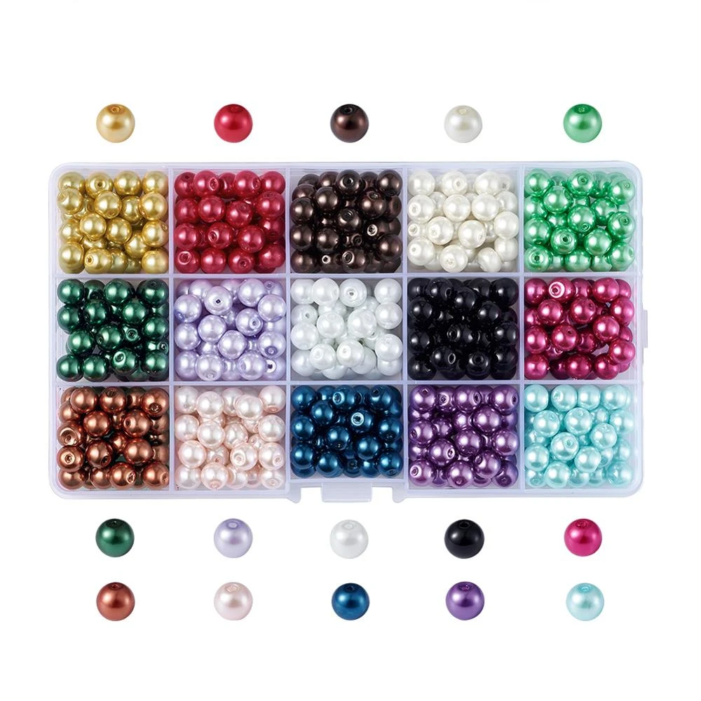 Mixed Color Round Glass Pearl Beads for Necklaces Earrings Bracelets Jewelry Making DIY Accessories Pearlized 4mm 6mm 8mm 10mm
