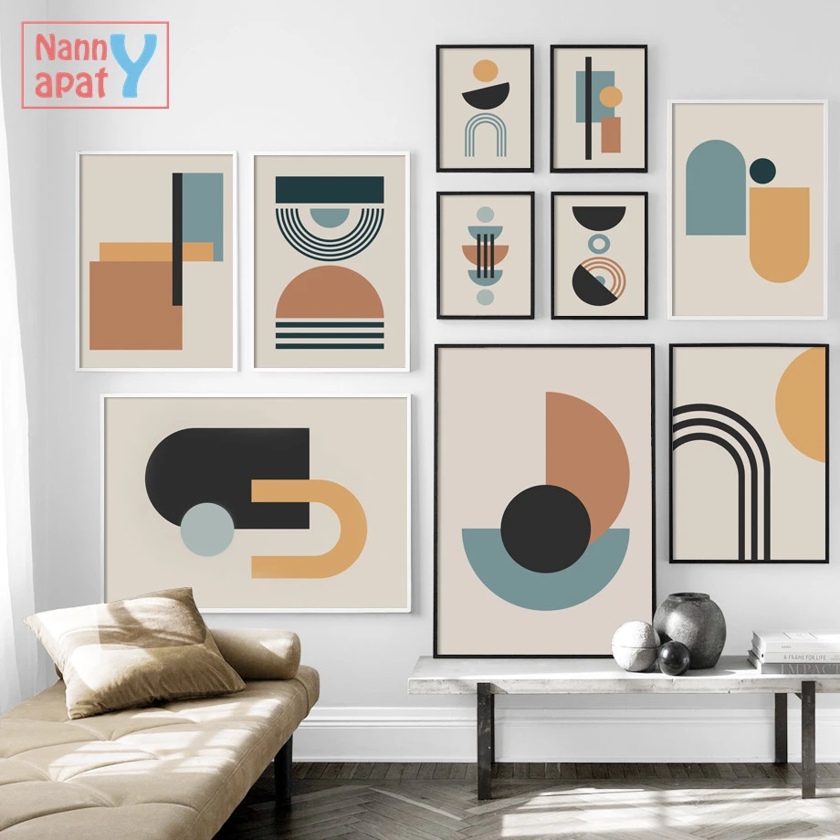 Abstract Color Block Khaki Poster Geometric Nordic Posters and Prints Wall Art Canvas Painting for Living Room Home Decoration