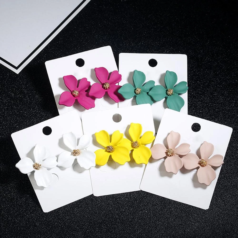 New Fashion Sweet Cute Earrings Statement Korean Bohemian Style Cute Flower Stud Earrings For Women Girls Wedding Jewelry Gifts