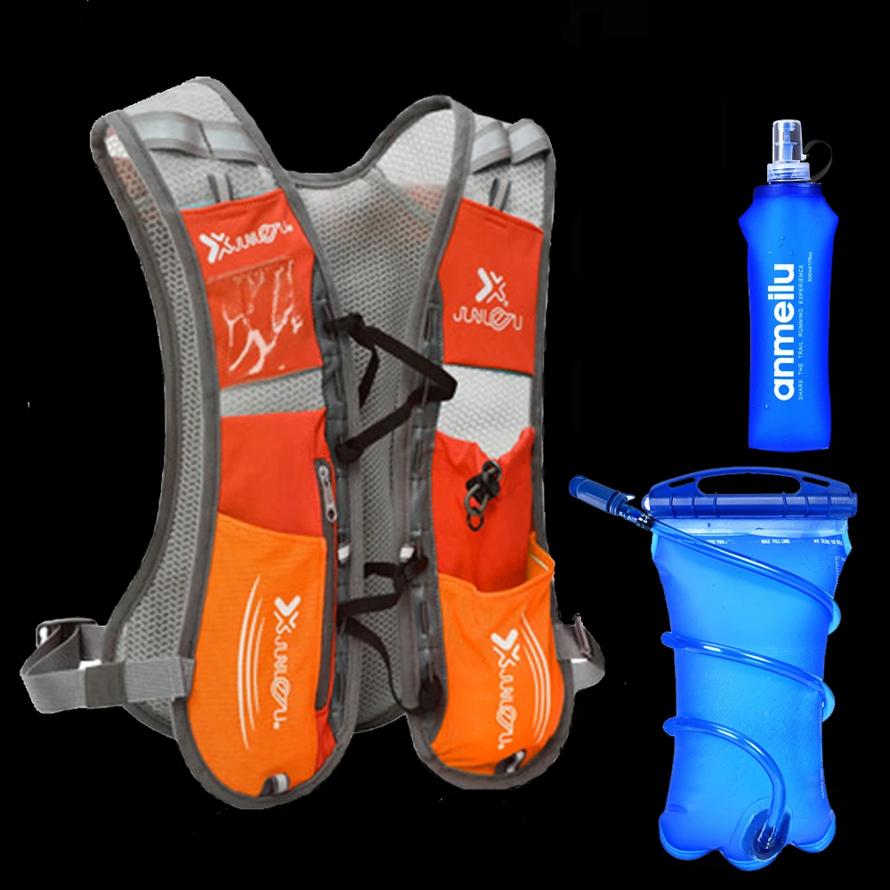 5L Running Hydration Backpack Rucksack Bag Vest Harness Water Bladder Hiking Camping Marathon Race Sports Orange