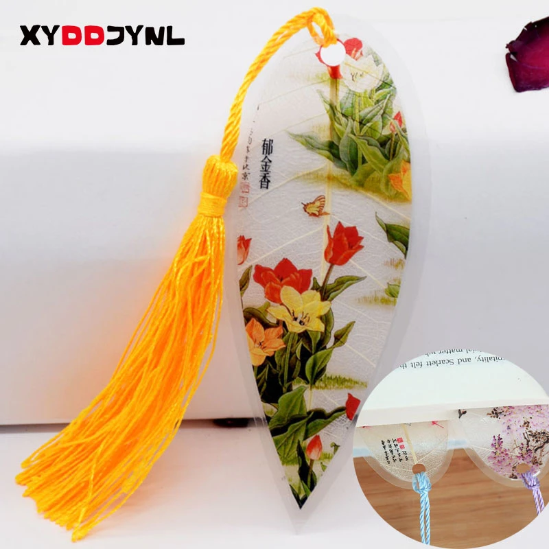 1pc Leaves Vein Bookmark Creative Chinese Wind Tassel Bookmarks Collectibles Boekenlegger Stationery Creative School Supplies