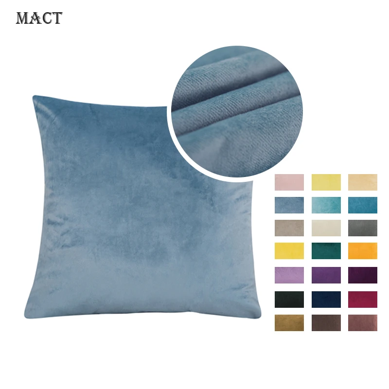 MACT Velvet Throw Pillow Cover Soft Solid Decorative Square Cushion Case for Sofa Bedroom Car Home 55x55/60x60cm Cozy Pillowcase