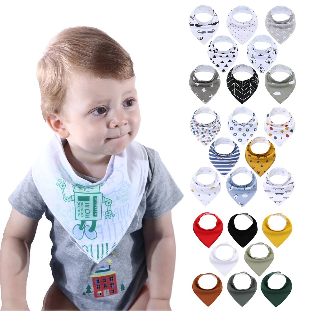 8Pcs Baby Bibs Newborn Baby Bandana Drool Bibs, Unisex Stylish Design Bandana Bibs for Boys & Girls 100% Organic Cotton Bibs