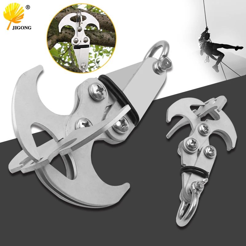 Stainless Steel Survival Folding Grappling Hook Multifunctional Outdoor Climbing Claw Carabiner Travel Rescue Tool Climbing Tool