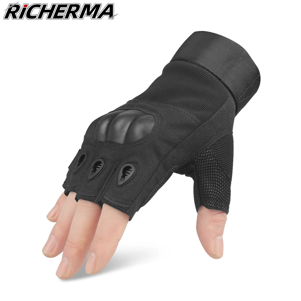 Summer Fingerless Motorcycle Gloves Hard Knuckles Hand Gloves Summer Moto Motorbike Gloves Motor Biker Riding Cycling