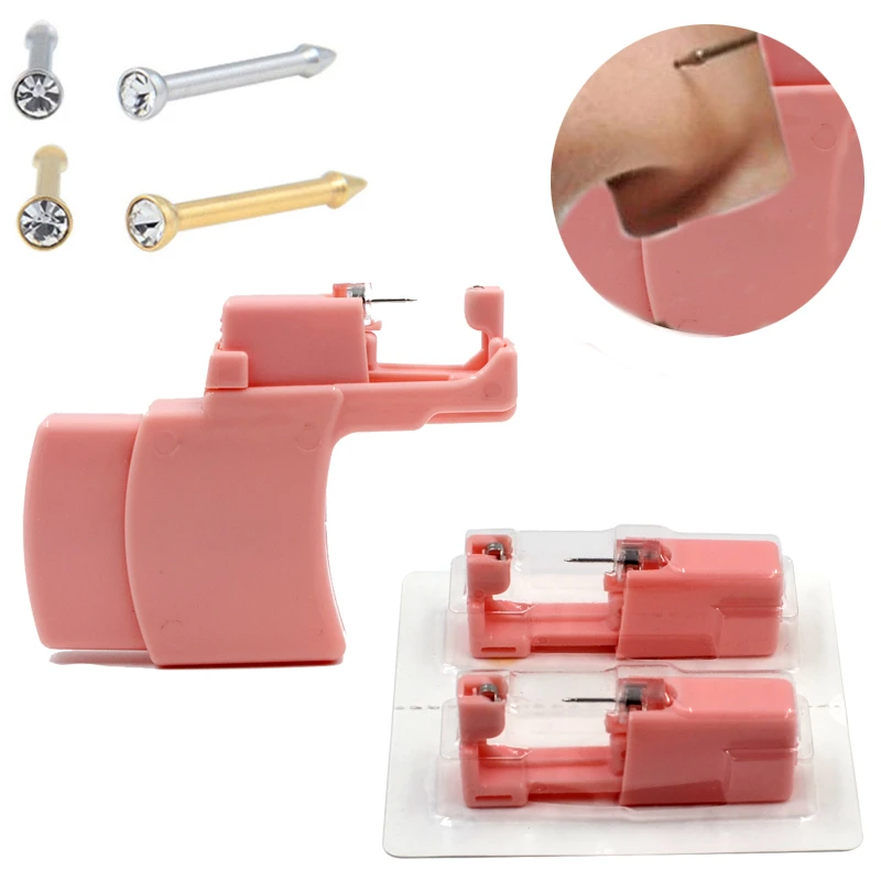 1 Unit Disposable Safe Sterile Nose Piercing Unit 316L Stainless Steel More Safe Piercing Gun Piercer Tool Machine Kit Earring