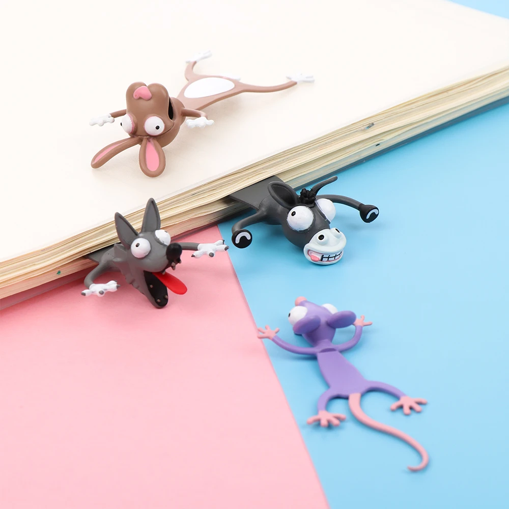 Fashion 3D Stereo Cartoon Marker Animal Bookmarks Cute Cat PVC Material Funny Student School Stationery Children Gift Bookmark