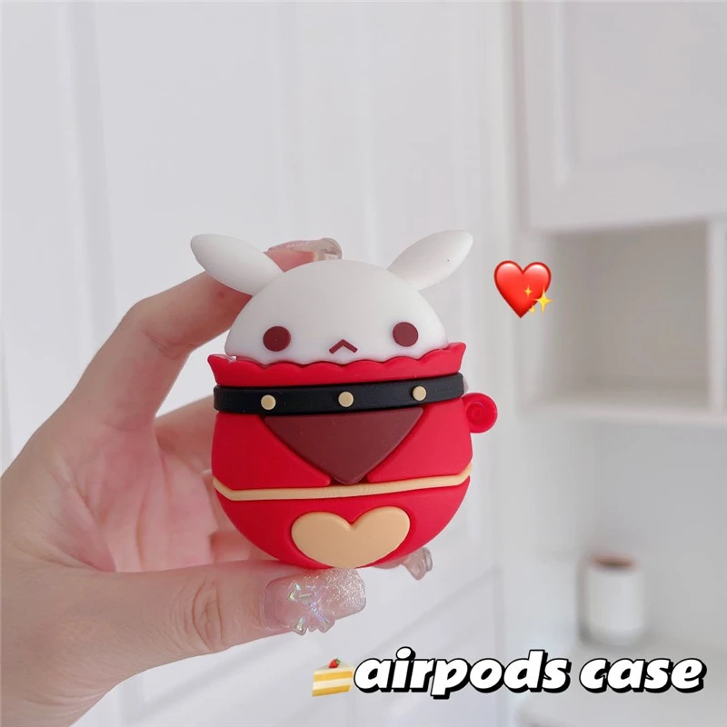 Anime Genshin Impact Klee Ganyu Keqing Bomb Dango Cosplay Silicone Protective Case for Airpods Pro Earphone Box Xmas Gift