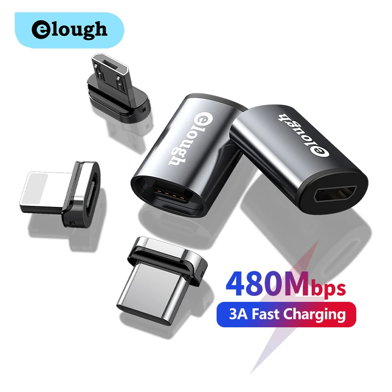 Elough OTG Adapter Magnetic USB Type C Micro To Micro Type C Lighting Adapt OTG Type C For iPhone Xiaomi Poco Macbook Convertor