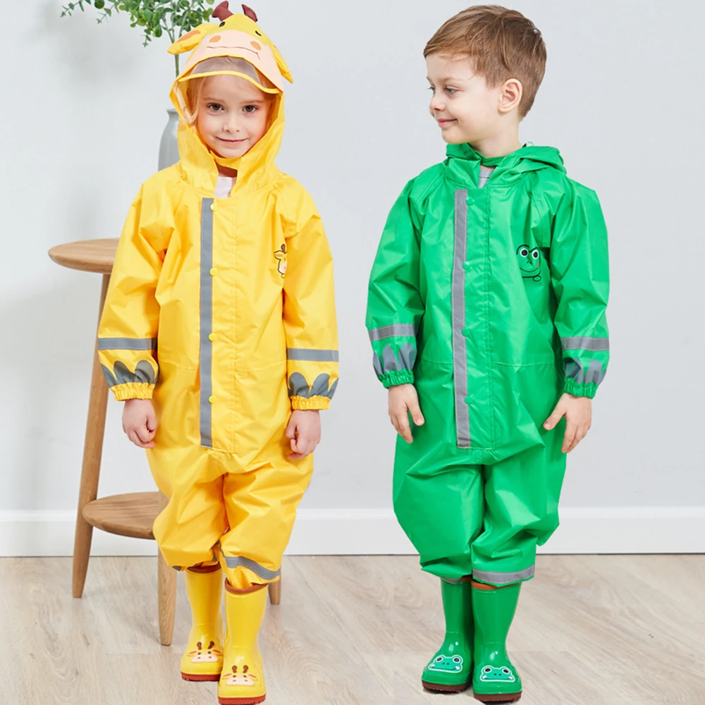 Hooded Kids Raincoat High Visibility Reflective Rainsuit  Rainwear Breathable Raincoat For Children 0.9-1.35M Boy Girl Students