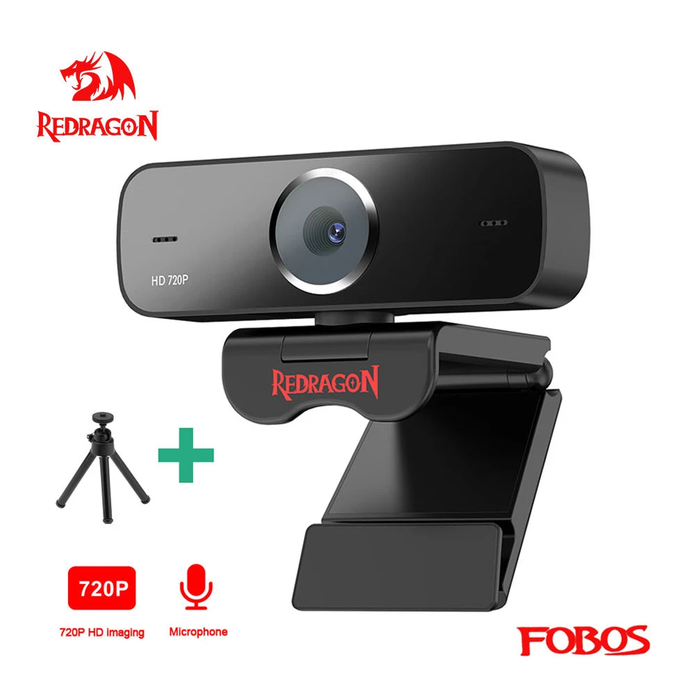 REDRAGON GW600 Fobos USB HD Webcam Built-in Microphone Smart 1280 X 720P 30fps Web Cam Camera for Desktop Laptops PC Game