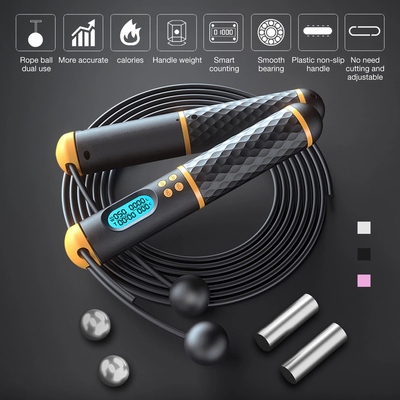 Jump Rope Counter Speed Digital Jump Rope Crossfit Adjustable Sound Reminder Skipping Rope Fitness Jump Rope Professional