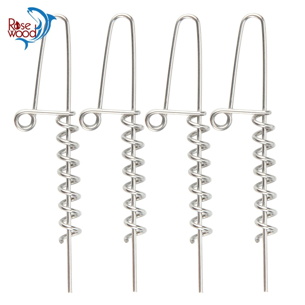 RoseWood 20pcs/lot Soft Fishing Bait Connector Worms Lure Spring Lock Pins To Fixed Latch Needle Soft Fishing Lures Accessories