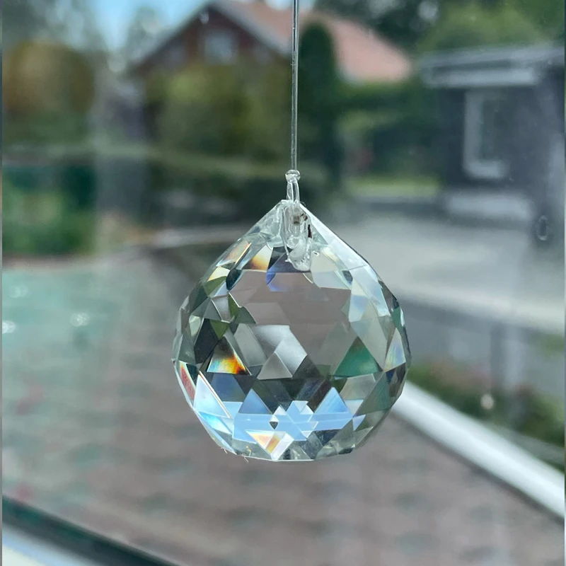 30mm Clear Lighting Ball Prism Crystal Bead Prisma Multi-angle Door Curtain Pendant Light Drop Shape Prisme Without Chain