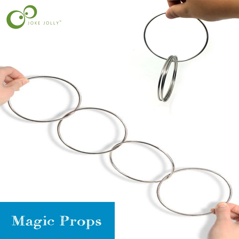 4pcs Magic Toy Metal Rings Classic Linking Iron Hoops Fun Magic Trick Playing Props Toys Tools close-up magic tools supplies ZXH