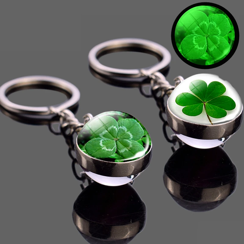 Luminous Clover Keychain Clover Keychain Clover Glowing Crystal Ball Key Chain St Patricks Day Gifts Irish Pendant Jewelry