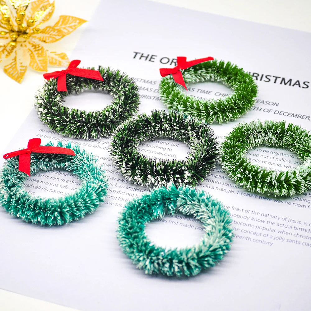 6 Mini Handmade Christmas Wreath Christmas Home Decorations Christmas Tree DIY Foral Wedding Artificial Wreath Pendant Jewelry