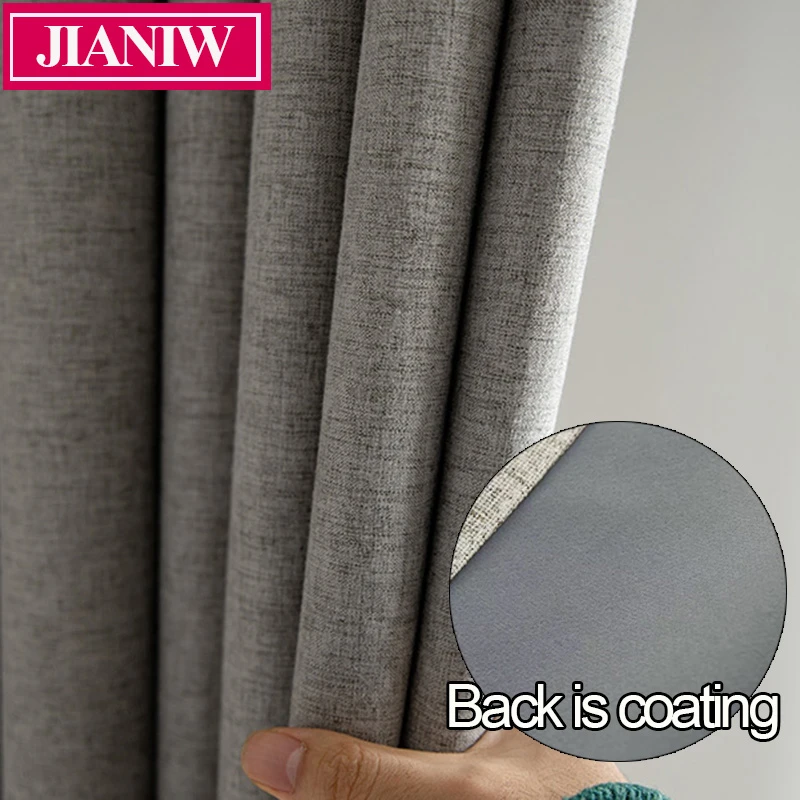 JIANIW Faux Linen Foam Back Blackout Curtain Thermal Insulated Soundproof Blinds Drapes for Bedroom Living Room Custom Made