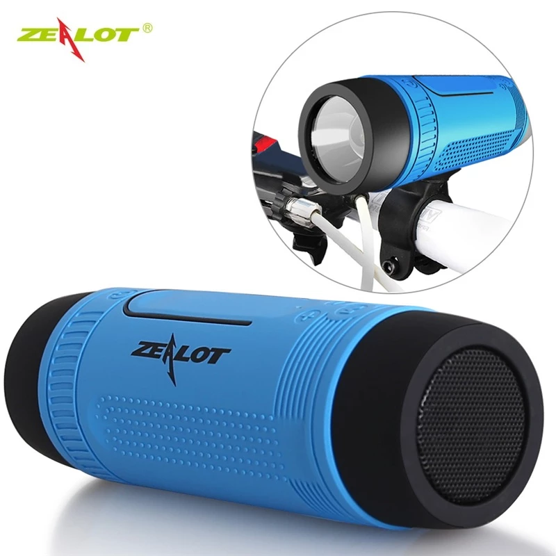 Zealot S1 Portable Bluetooth Speaker Wireless Bicycle Speaker+fm Radio Outdoor Waterproof Boombox Support TF Card,AUX,Flashlight