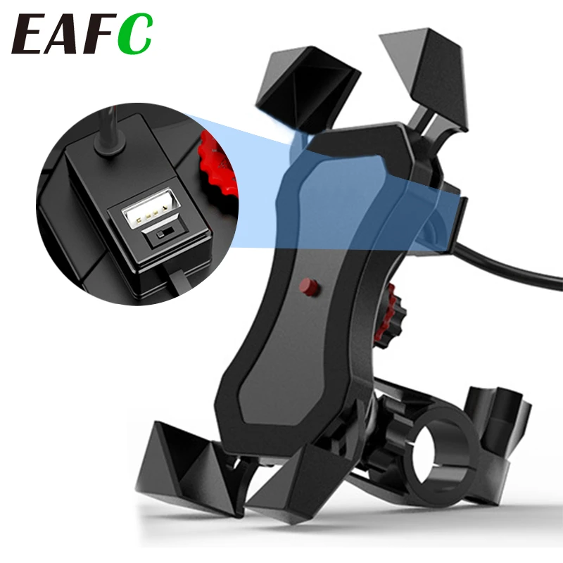 Motorcycle Mobile Phone Holder Mount Support With USB Fast 2.1A Charger 360 Degree Rotation for Moto 4-6 inch for Huawei Xiaomi