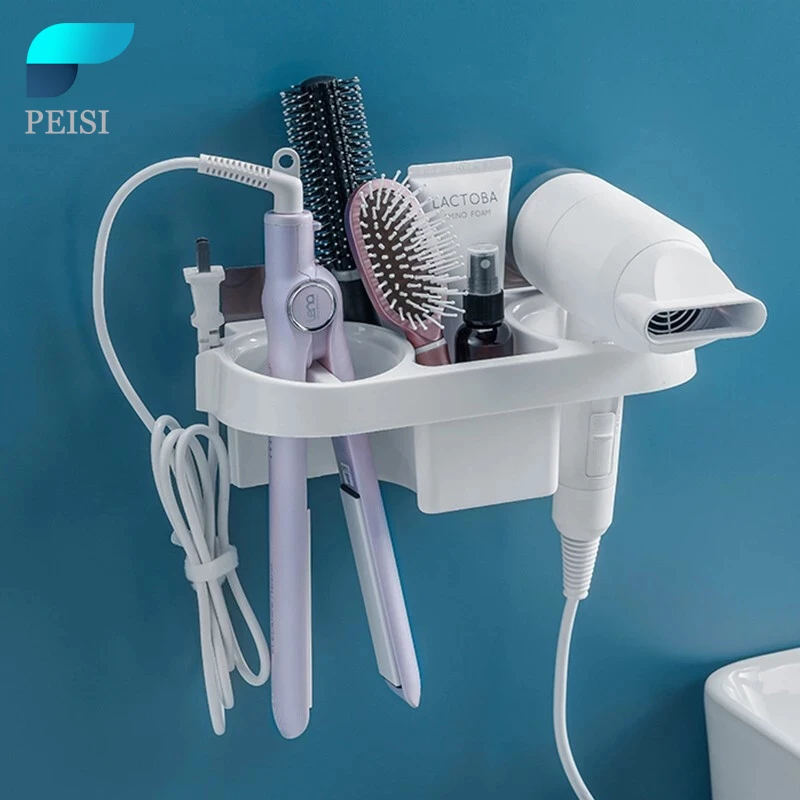PEISI Hair Dryer Holder Curling Iron Shelf For Bathroom Shelf Organizer Storage Rack Hair Straightener Holder Home Bathroom Set