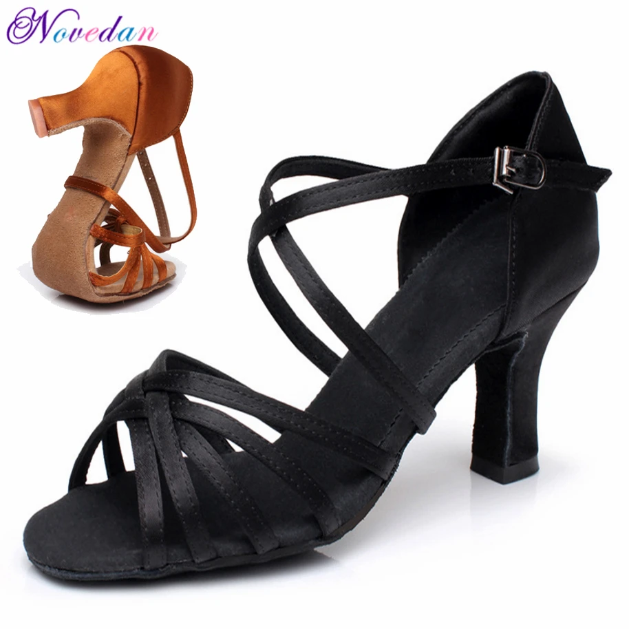 Satin Salsa Latin Dance Shoe For Women Girls Tango Ballroom Dance Shoe High Heel Soft Dancing Shoes 5/7cm Ballroom Dance Sandals