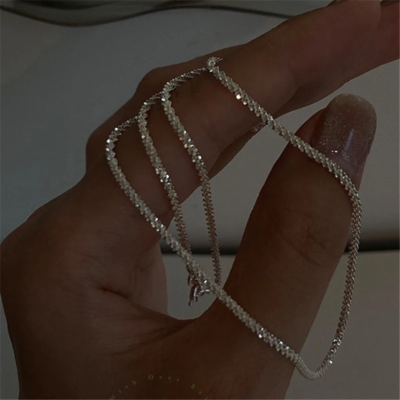 2021 Trend Simple Silver Color Choker Necklace for Women Elegant Clavicle Chain Necklace Casual Jewelry Collier Femme Wholesale