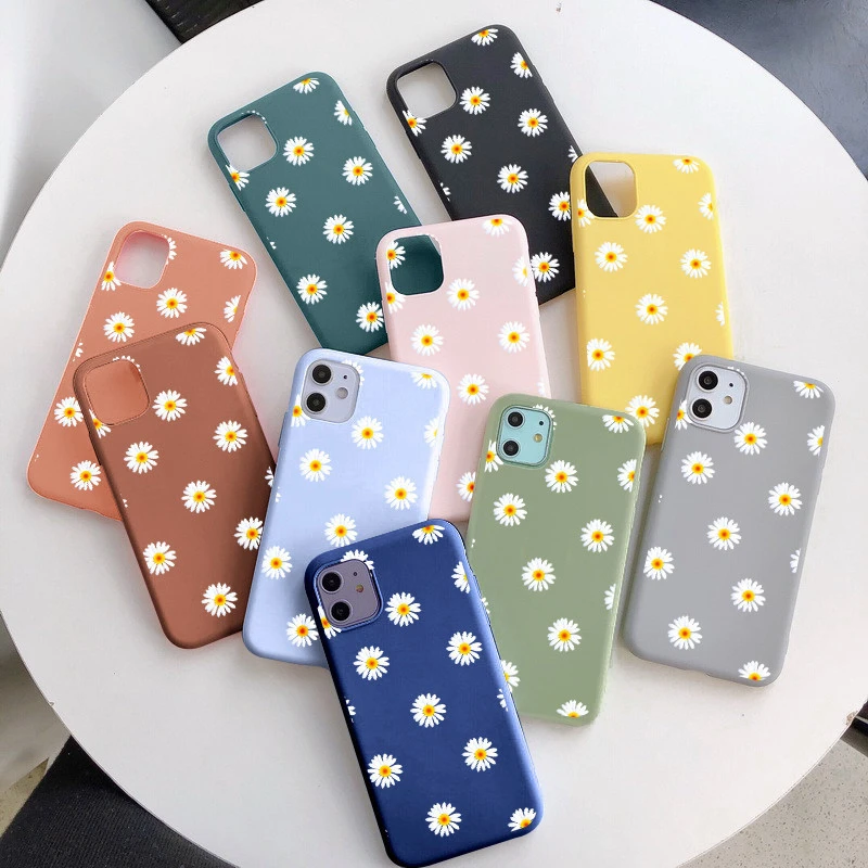 Flower Case For Samsung Galaxy A20E A21S A30 A40 A50 A51 A70 A71 A32 A52 A72 S9 S10 S20 S21 Plus Ultra TPU Daisy Floral Cover