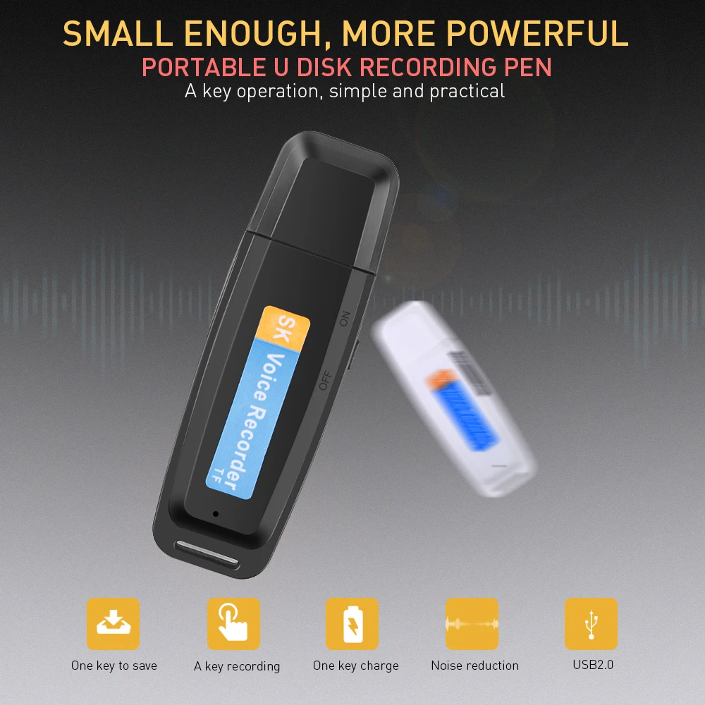 Kebidumei Mini Recorder Dictaphone USB Voice Pen U-Disk Professional Flash Drive Digital Audio Recorder Micro SD TF Card 32G