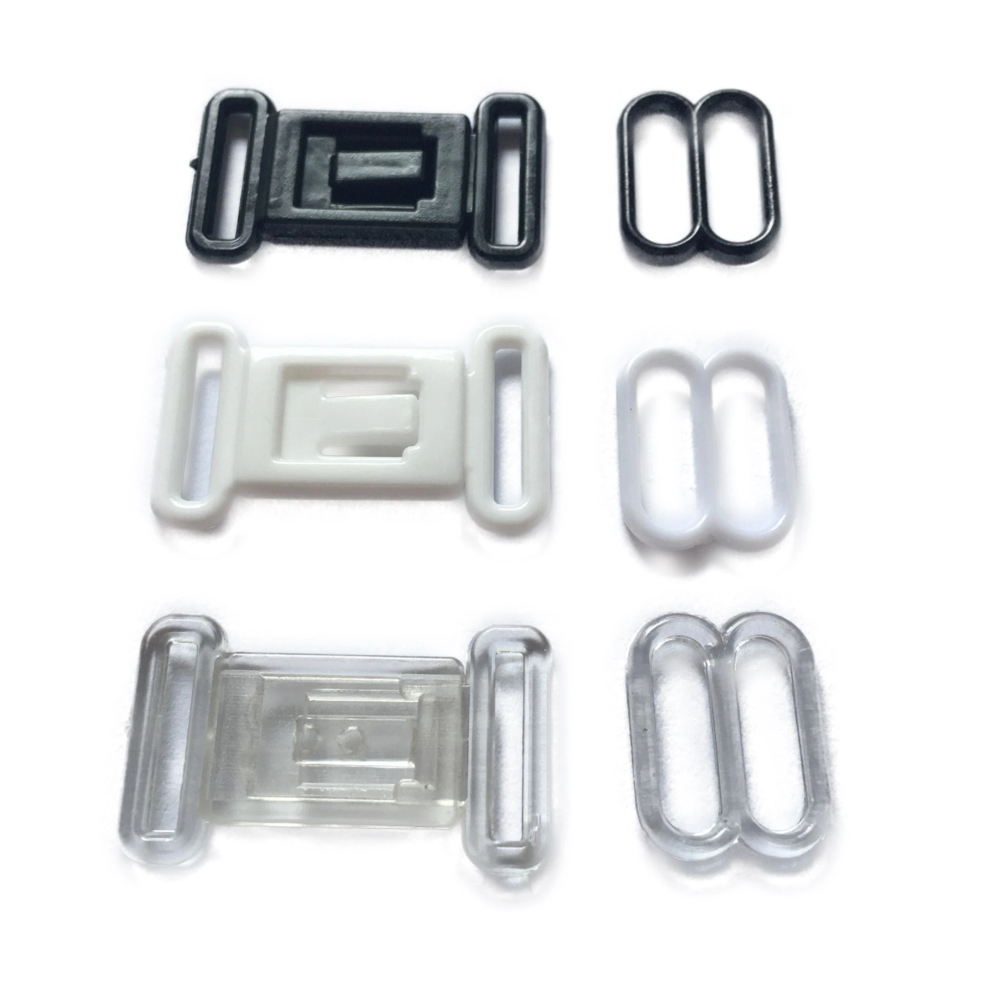 50 sets plastic Hardware Sets adjustable tape accessories black clasps & hooks eye set bow tie clip buckles