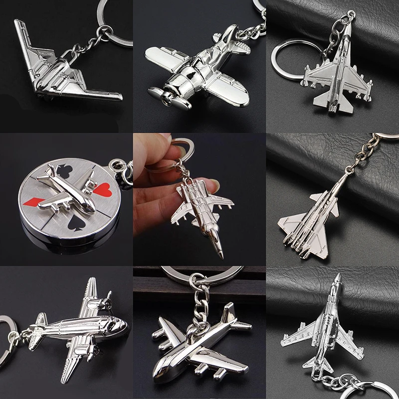 Keychains For Men Car Bag KeyRing Air Plane Model Fighter Toy Air Plane Model Fighter Aircrafe Travel Fashion Gift