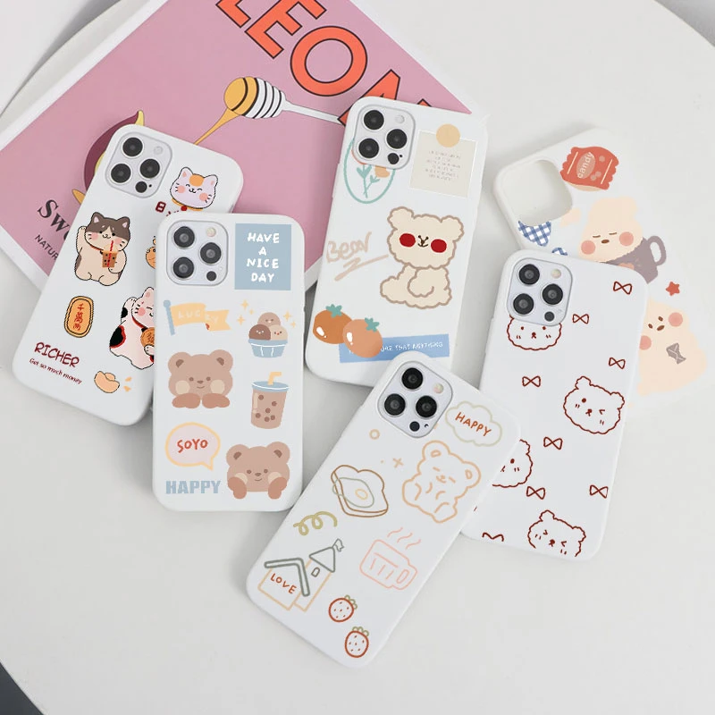 INS Cute Bear Case For Samsung Galaxy A40 A50 A70 A32 A52 A72 A31 A51 A71 A12 A21S A20E S9 S10 S21 Ultra S20 Plus FE TPU Shell