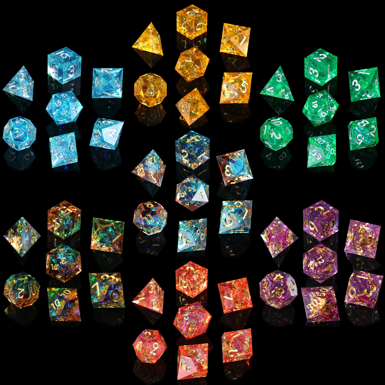 DND Dice Set Handmade Resin Polyhedral Dice Set Sharp Edge for RPG Role Playing Table Games