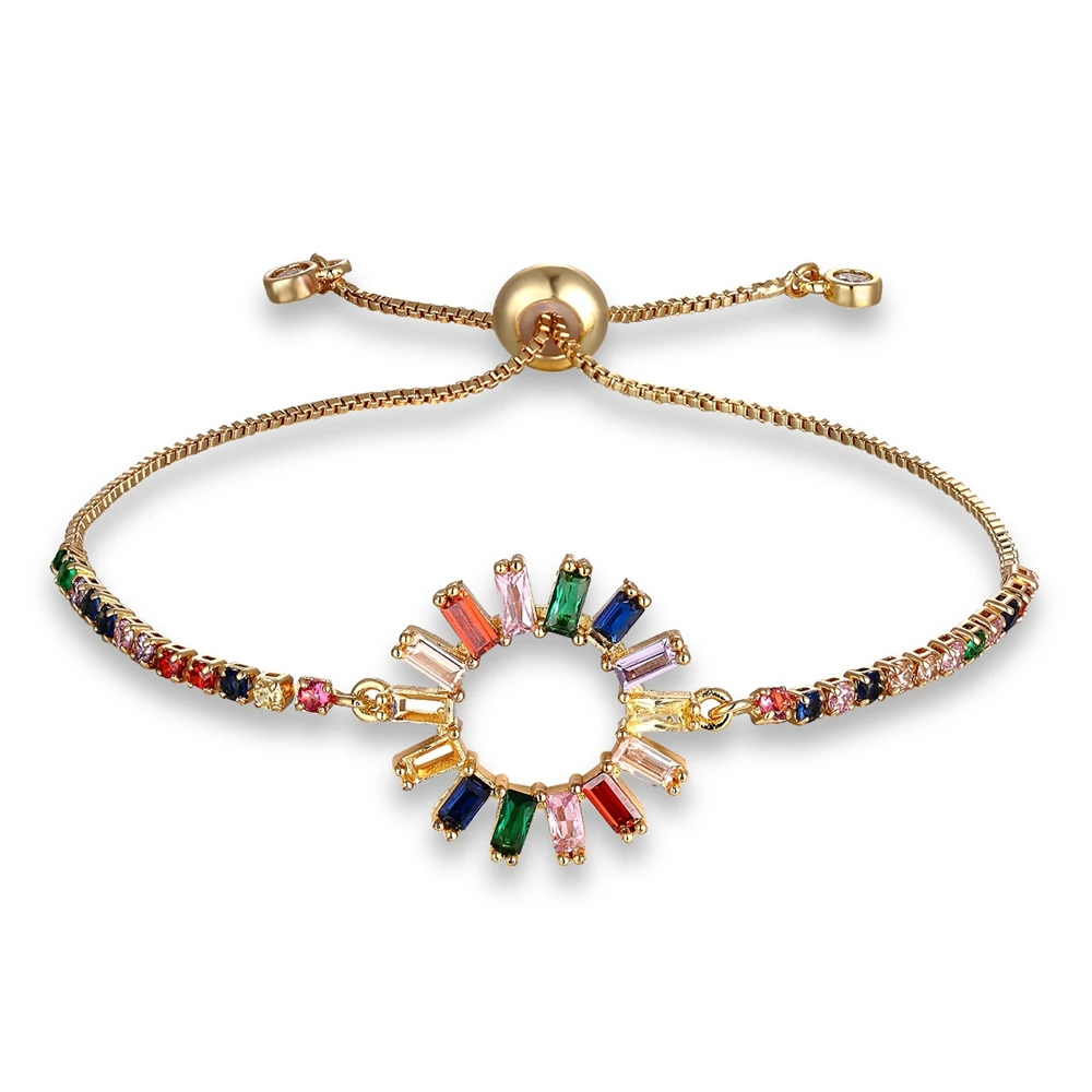 12 style Unique Design Stereoscopic Bracelet for Women Adjust Size Colorful  CZ Charm Bracelets Chain Link Fashion Jewelry