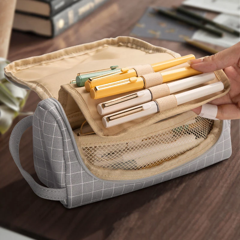 Creative  Canvas Large Capacity And Multiple Colour  Pencil Case， School Pen Case Supplies Pencil Bag Pencils Pouch Stationery。
