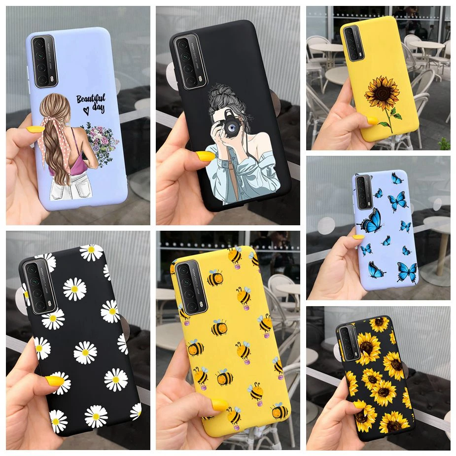 For Huawei P smart 2021 Case PPA-LX2 Soft SIlicone TPU Back Cover For Huawei Psmart 2021 Phone Cases 6.67'' Flower Covers Fundas