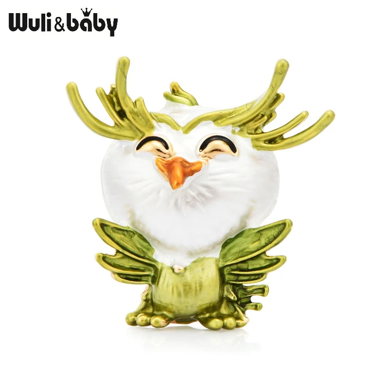 Wuli&baby Smiling Little Owl Bird Brooches Women Metal 4-color Animal Party Casual Brooch Pins Gifts