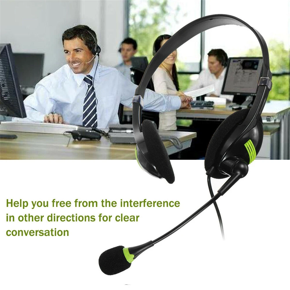 USB Headset With Microphone Noise Cancelling Computer PC Headset Lightweight Wired Headphones For PC /Laptop/Mac/ School/Kids