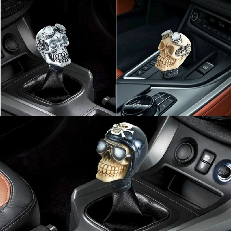 Universal Car Gear Shift Knobs Skull Head Gear Manual Transmission Gear Shift Knob Shifter Lever Car Modified Manual Gear Head