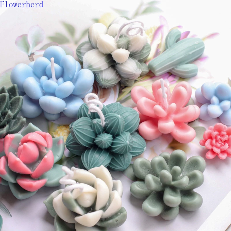 Succulent Cactus Plant Shape Silicone Mold Diy Scented Candle Mold Cake Decoration Soap Mold Candle Making Kit Chocolate Mold