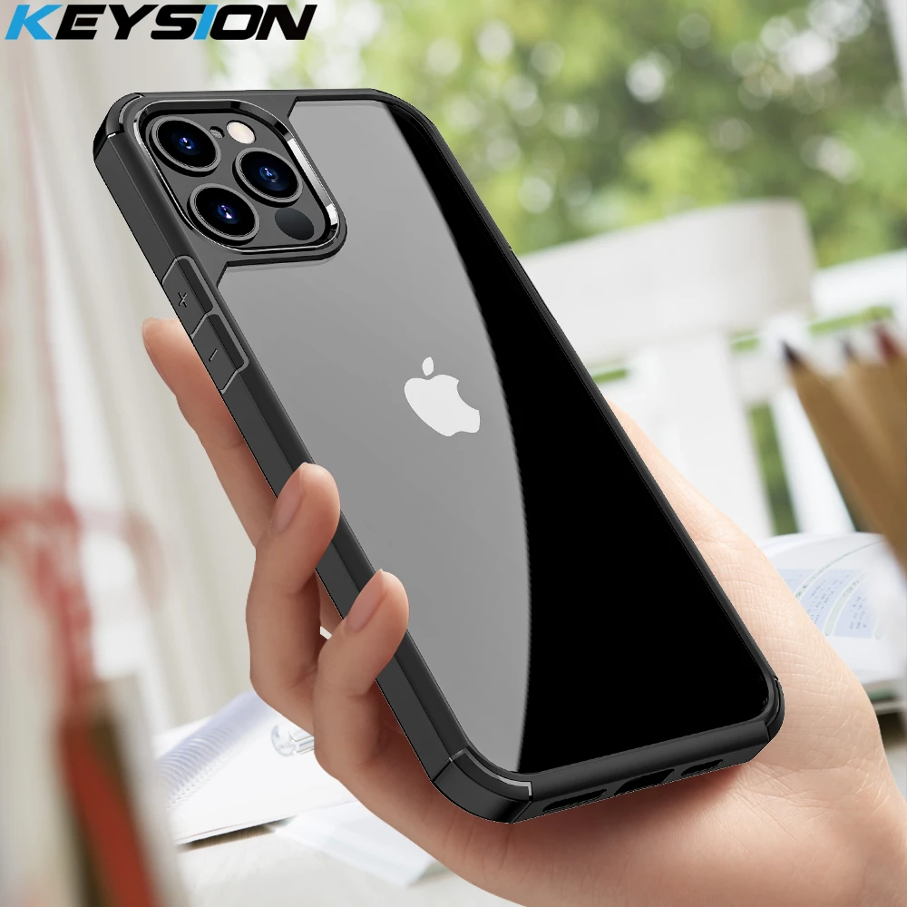 KEYSION Fashion Clear Shockproof Case for iPhone 13 12 Pro Max Transparent Silicone Phone back Cover for iPhone 12 12 Mini