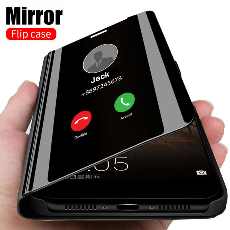 Smart Mirror Flip Case For Xiaomi Redmi Note 9 8 7 5 6 Pro 9s 8T 9A 9C 8A 7A Mi 10T Note 10 Lite Poco X3 Pro NFC Cover