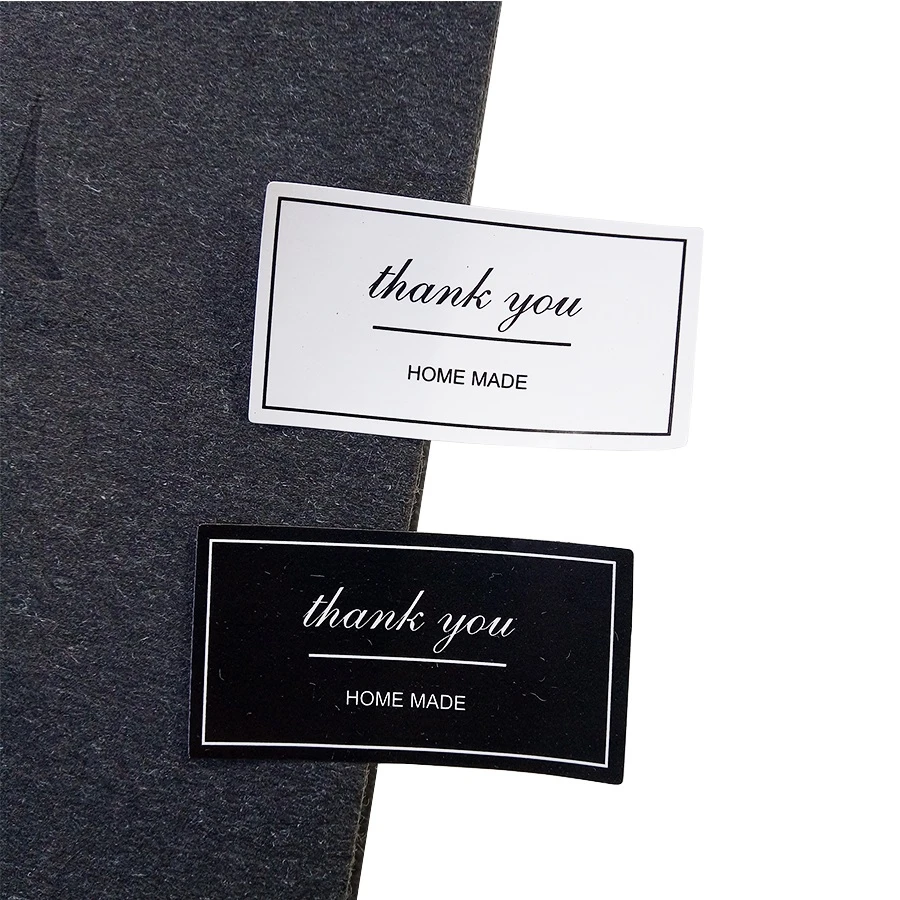 100pcs/lot Black And White 'Thank You' Rectangular Seal Sticker Gift Sticker For  Homemade Bakery Packaging Decoration Label