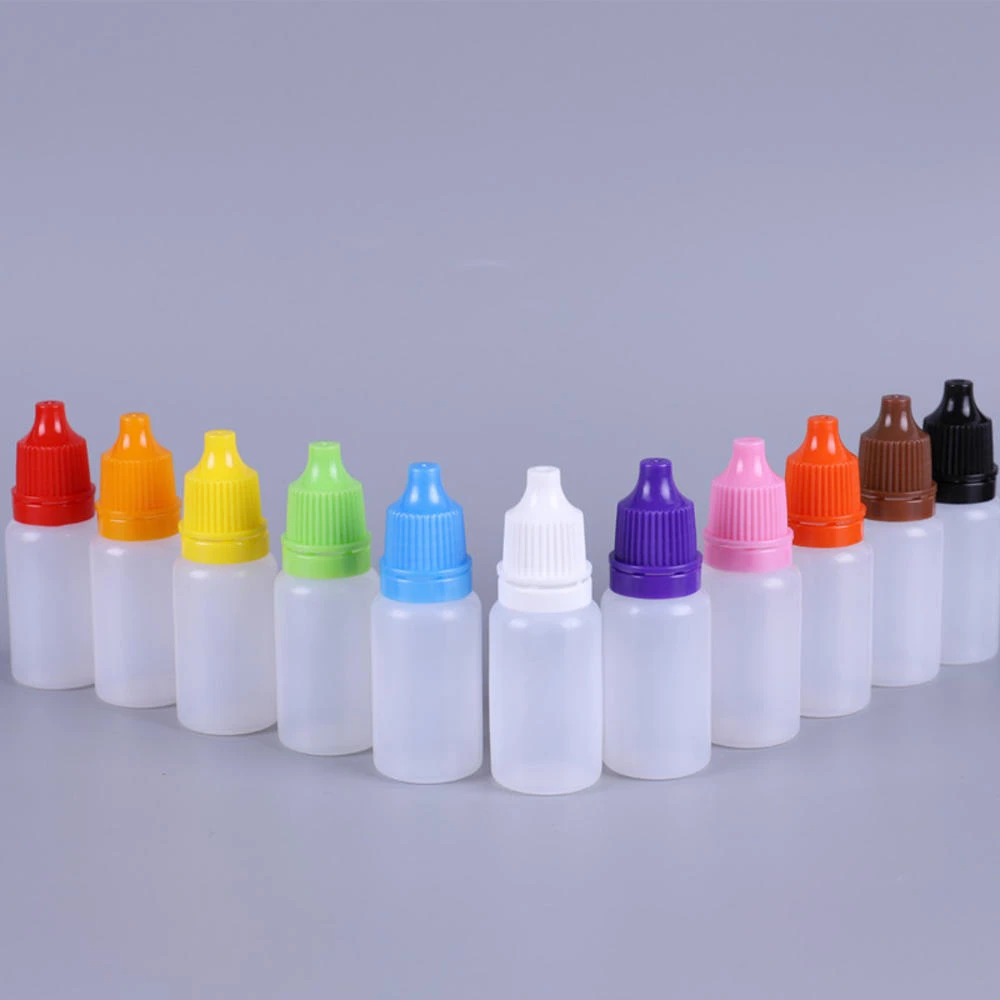 10Pcs/Lot 5ml 10ml Eyes Drop Refillable Bottle Empty Plastic Squeezable Dropper Bottles Eye Liquid Dropper Sample Colorful Cap