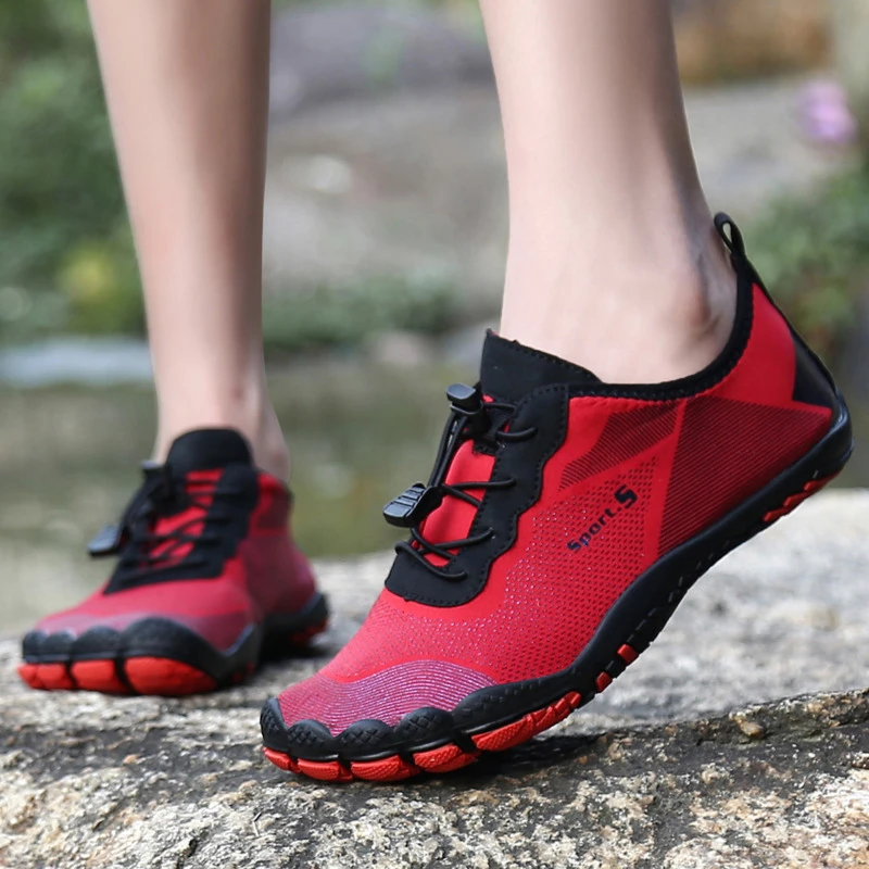 Summer Barefoot Aqua Water Shoes Red New Beach Shoes Women Upstream Shoes For Men Sneakers Outdoor Swimming Gym Fishing Footwear