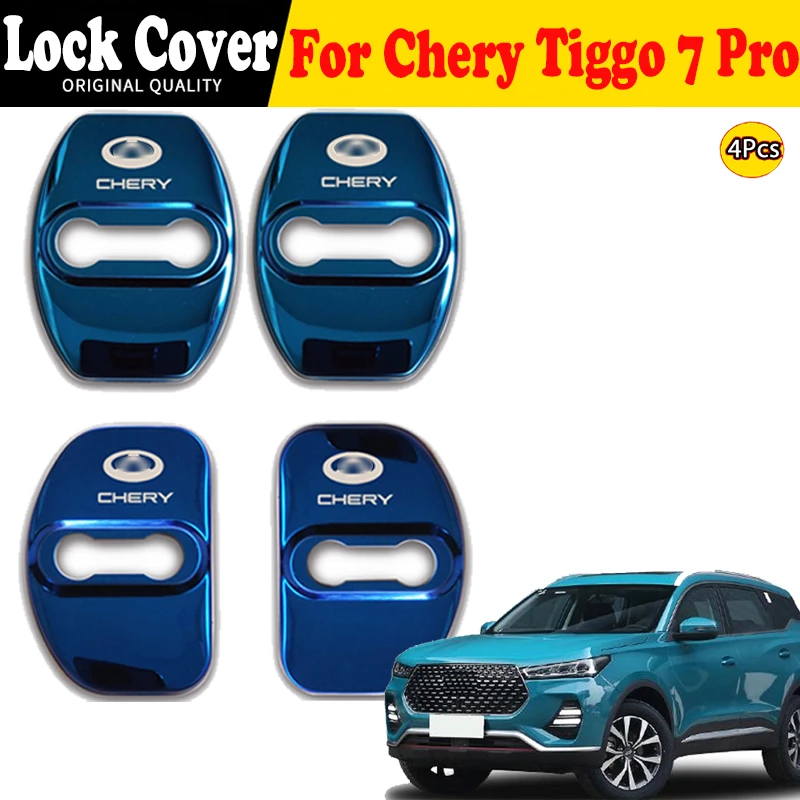 Auto Car Door Lock Cover Emblems Case Stainless Steel For Chery Tiggo 7 Pro 2020 2021 Film Interior Trim Accessories