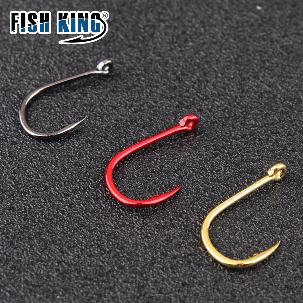 FISH KING 100/50pcs/lot High Carbon Fishing Hook   1#-12# ISEAMA With Eye Carp Catfish Anzol Peche Japan Tackle Fishing