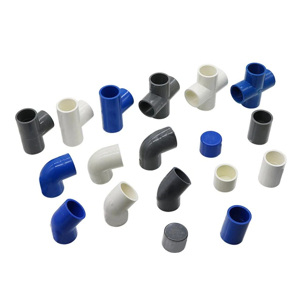 ID 25mm PVC Pipe Connectors Straight Elbow Solid Equal Tee Four-way Connectors End Caps Plastic Joint Irrigation Adapter 1 Pc